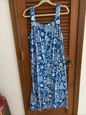 Koolaburra Blue and White Printed Midi Dress